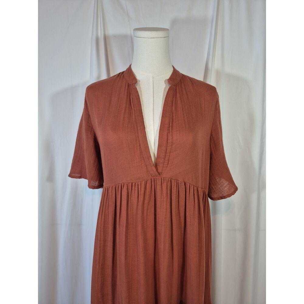 Anthropologie Somerset Brown Cotton Midi Dress XXS - Picture 3 of 9